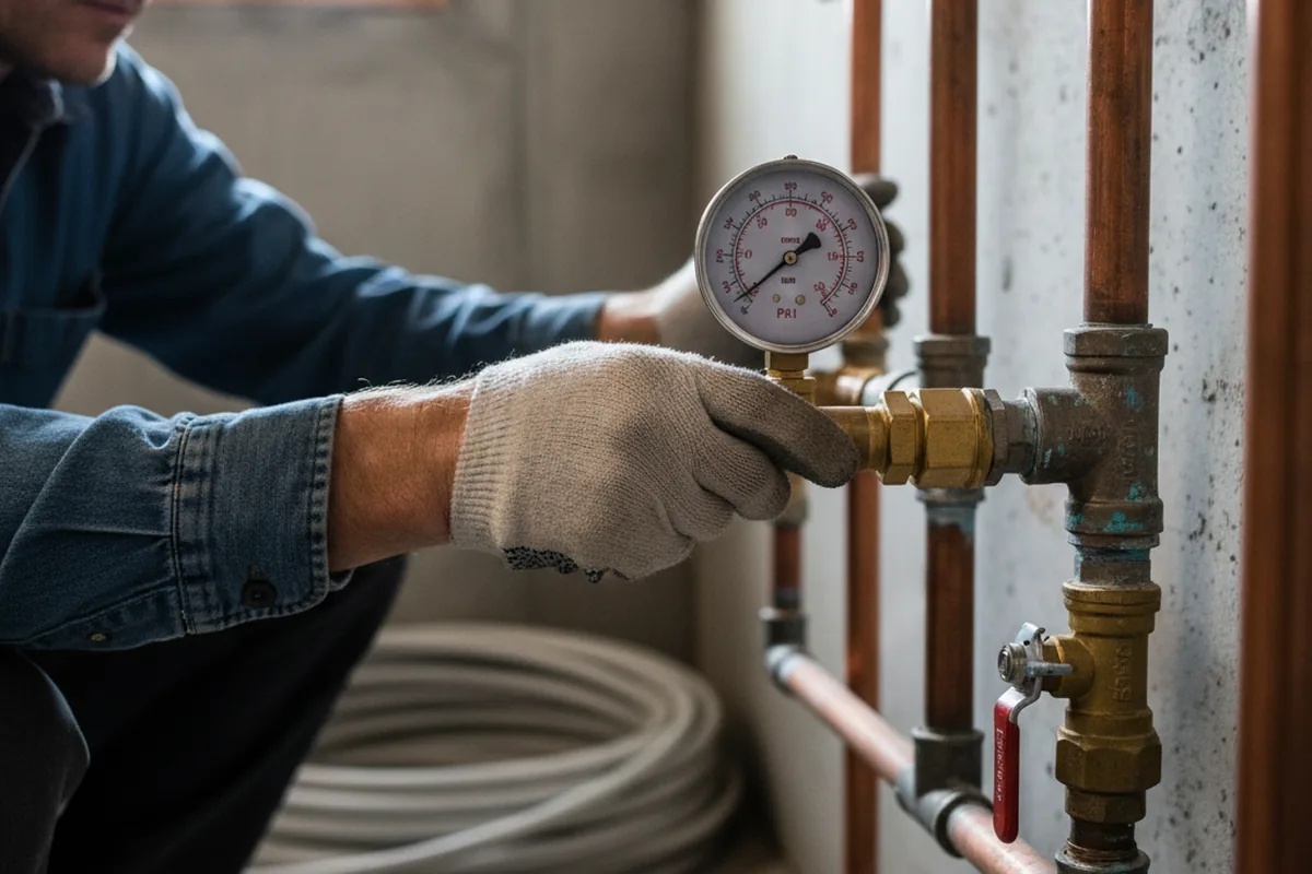 Pressure testing a repaired line during Water Line Repair in Fountain Inn
